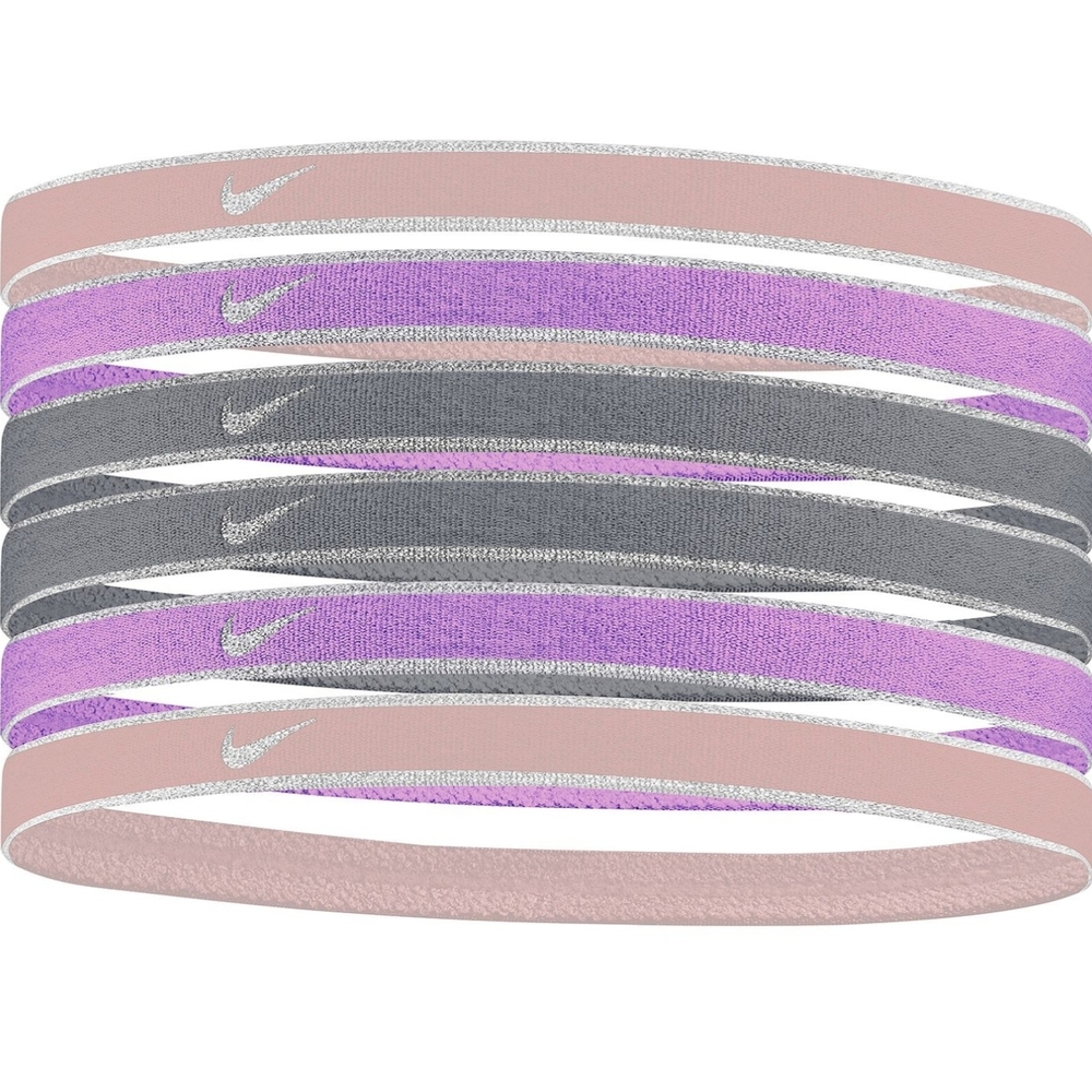 * Nike Women's Swoosh 6 Pack Metalli Headbands Gray, Purple And Peach OS - Picture 6 of 6